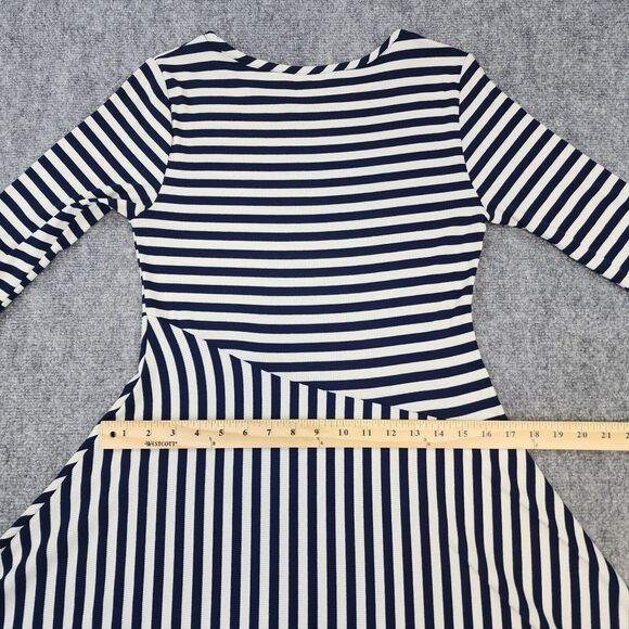 Soft Surroundings Dress Women Small Blue Striped Vivianna Asymmetrical Knit Midi - Picture 11 of 15